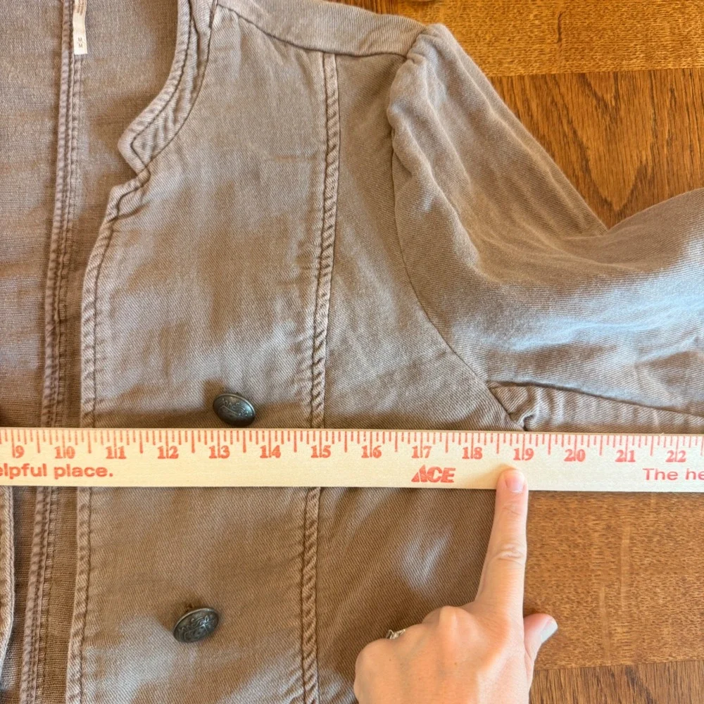Free People Military Blazer Women M Taupe Lace Up Cuff Boho Utility Jacket